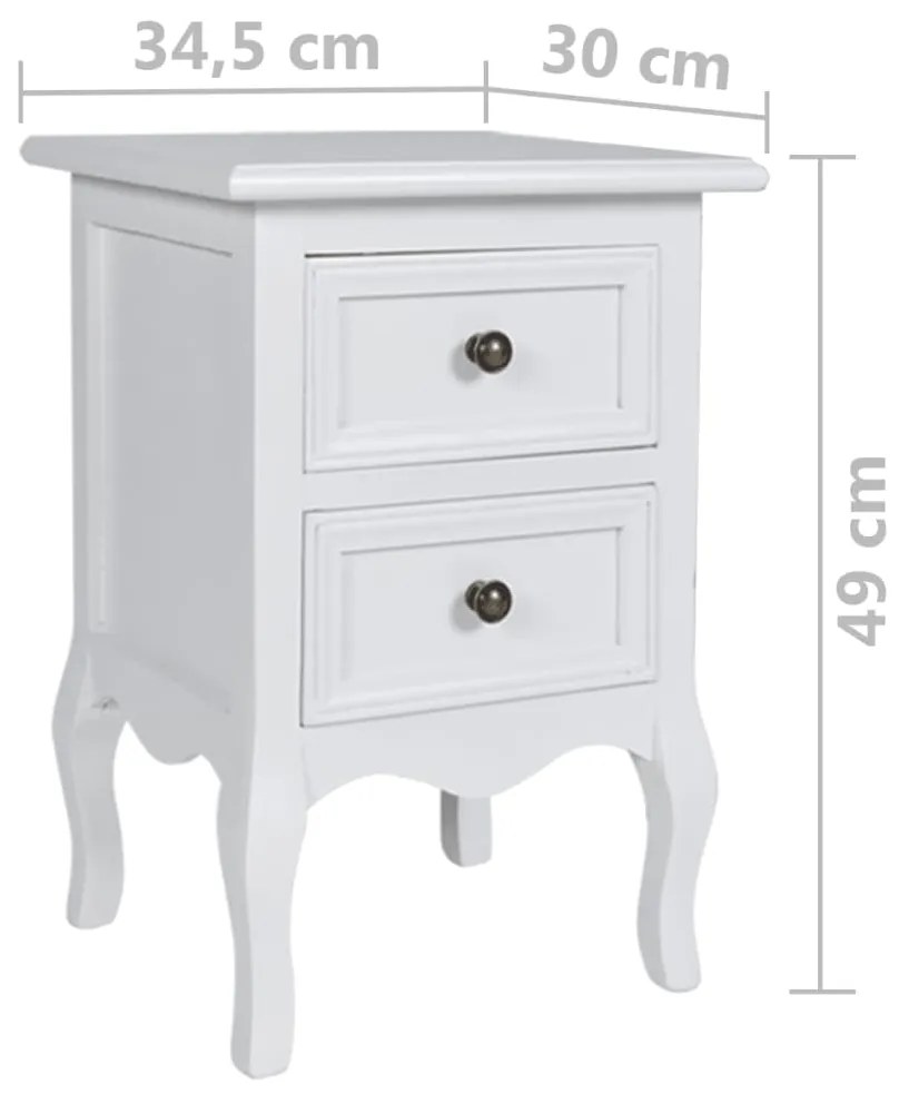 Mesas-de-cabeceira com 2 gavetas 4 pcs MDF branco