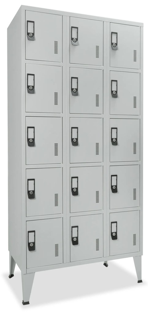 Cacifo Metálico Triplo 15 Portas Cinza 1900×900×500 mm com Chave - Standard