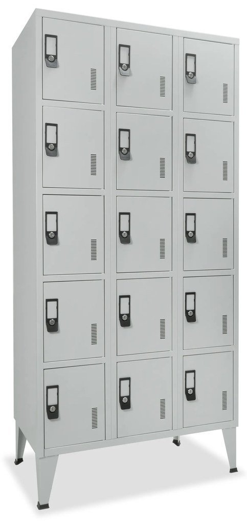 Cacifos Metálicos Triplo Cinza 1900x900x500 mm – 15 Cacifos Standard