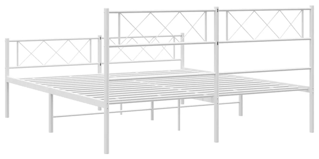 Estrutura de cama com cabeceira e pés 160x200 cm metal branco