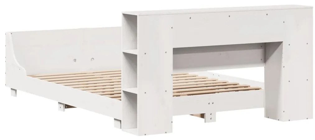 Cama sem colchão 120x190 cm madeira de pinho maciça branco