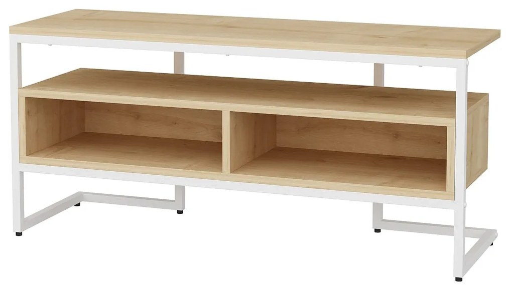 Móvel de TV Merrion – Branco/Carvalho – 110x35x49,9 cm