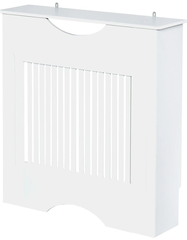 HOMCOM Cobertura Radiador 78x19x82cm Cobertura Radiador de MDF Moderno com Prateleira Carga 10kg e Dispositivo Anti Rolamento para Sala de Estar Dormitório Branco
