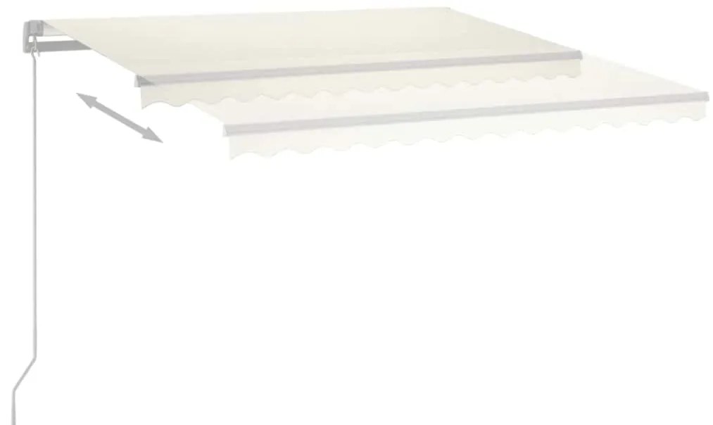 Toldo retrátil manual com LED 400x300 cm cor creme