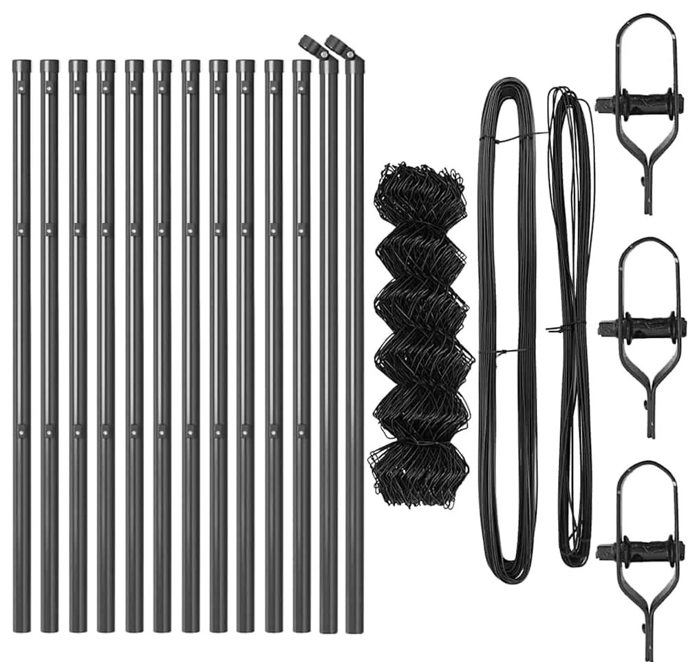 Conjunto de Postes de Cerca Cinzeto 0.6 x 25 m Aço Galvanizado