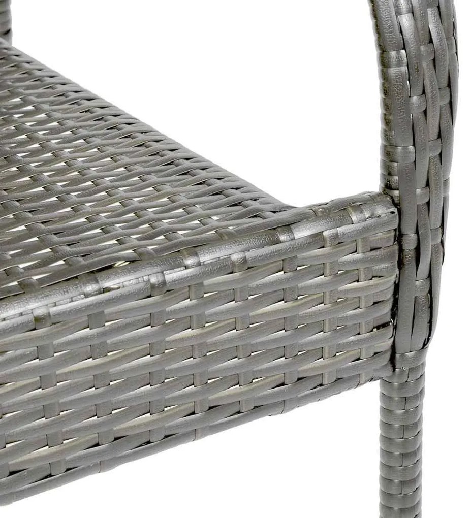 Cadeiras de exterior empilháveis 6 pcs vime PE cinzento