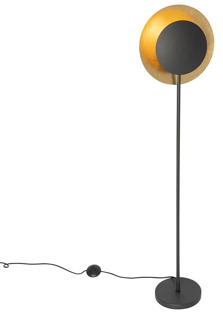 Candeeiro de pé Art Déco preto com dourado - Emilienne Art Deco