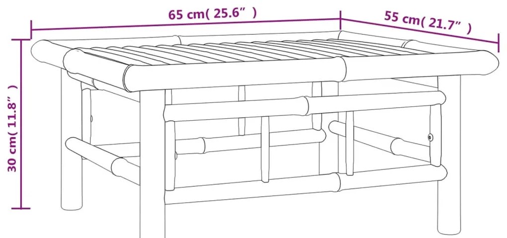 10pcs conjunto lounge de jardim bambu c/ almofadões branco nata