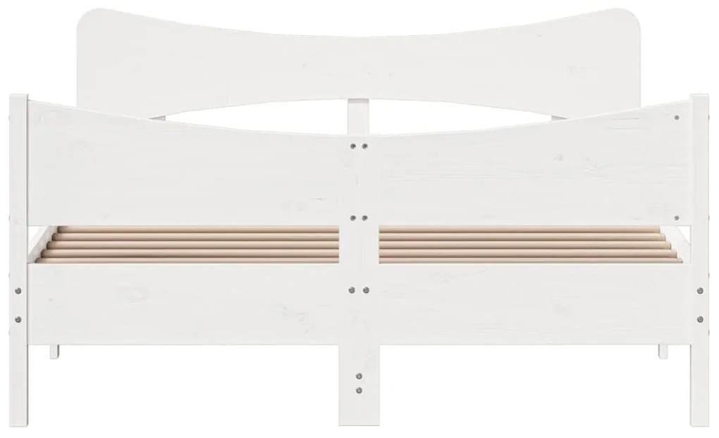 Cama sem colchão 135x190 cm madeira de pinho maciça branco