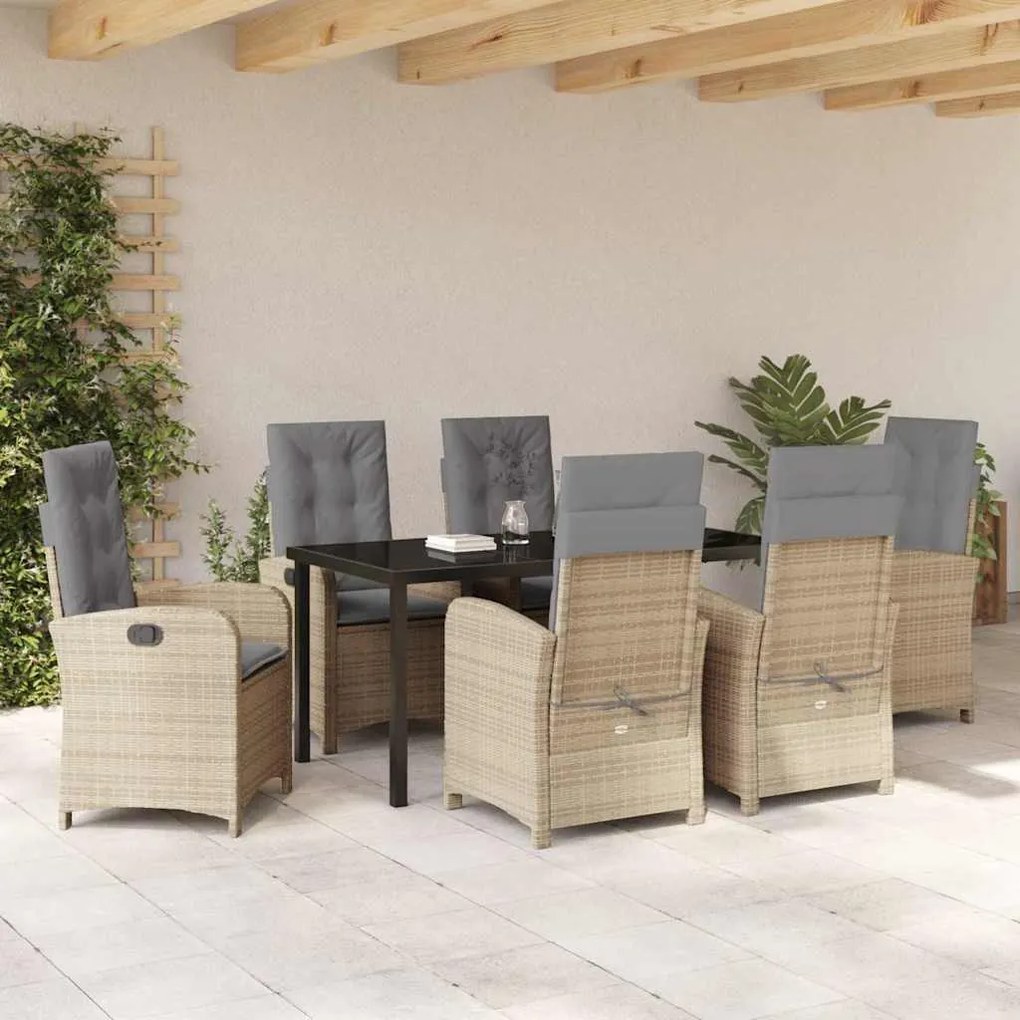 Conjunto de Jantar de Jardim com Almofadas Bege Rattan PE