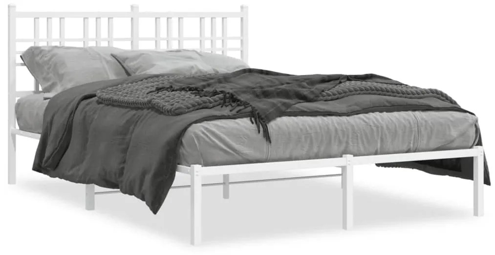 Estrutura de cama com cabeceira 140x190 cm metal branco