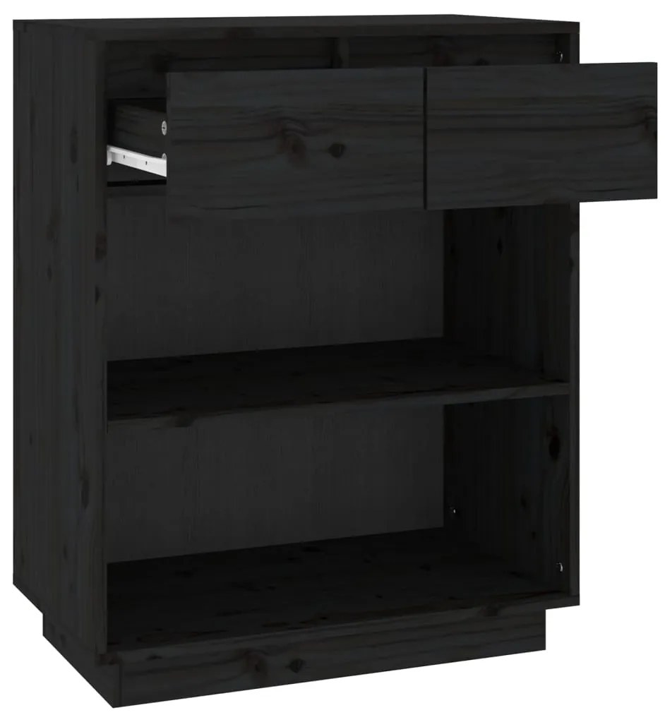 Armário consola 60x34x75 cm pinho maciço preto