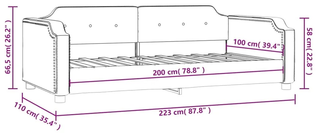 Sofá-cama 100x200 cm tecido preto