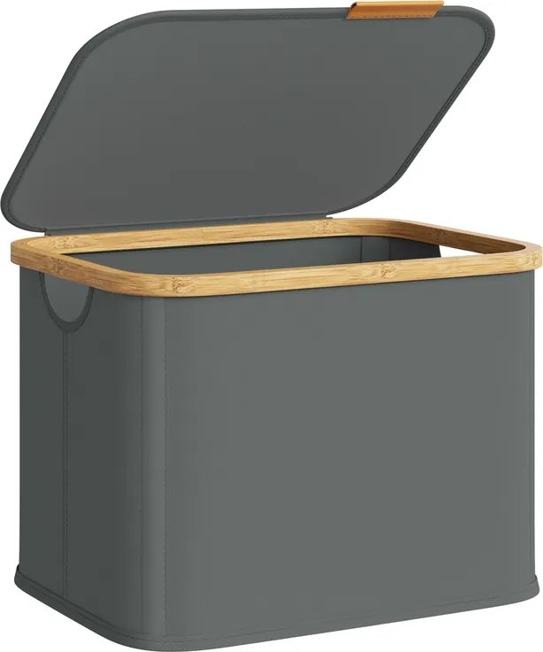 Cesto da roupa suja 42 x 32 x 30 cm com tampa, 40 litros, em tecido Oxford cinzento ardósia