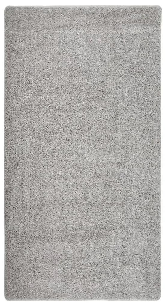 Tapete shaggy 80x150 cm antiderrapante cinzento-claro