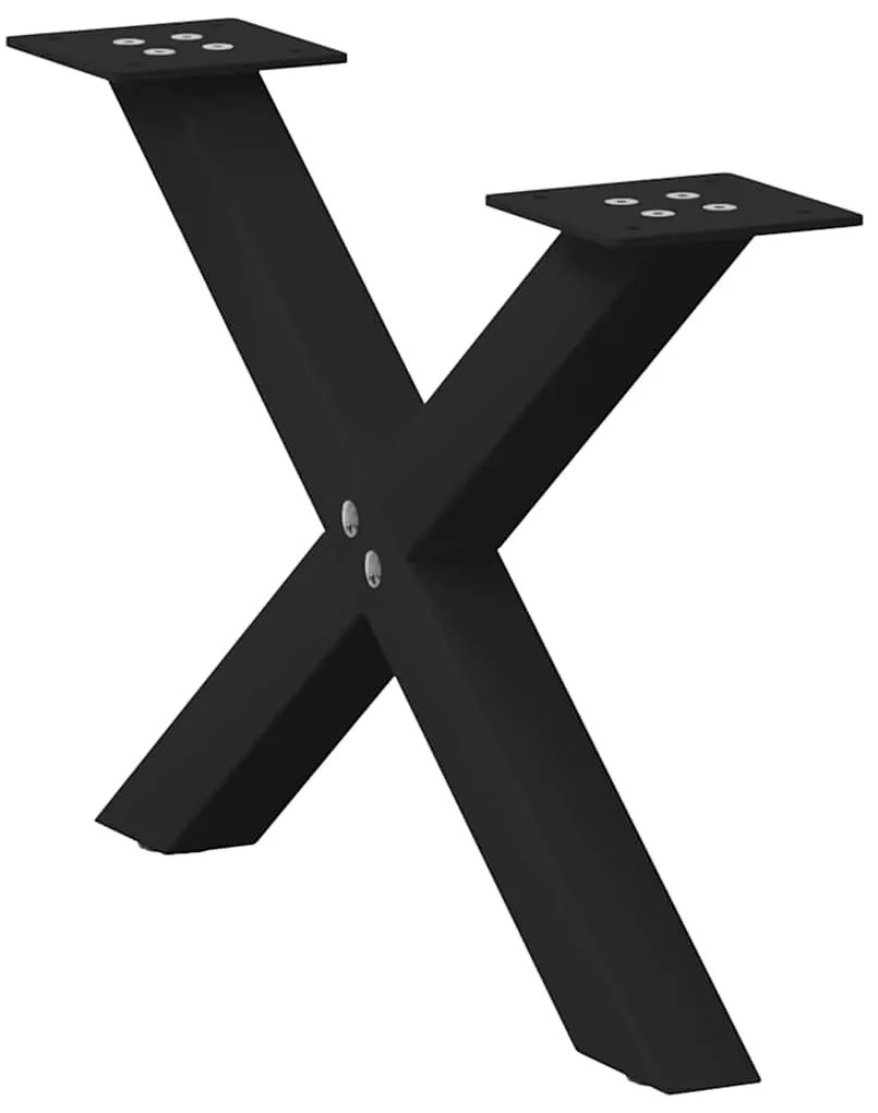vidaXL Pés para mesa de centro em formato de X, 2 peças, preto, 50x(30-31) cm, aço