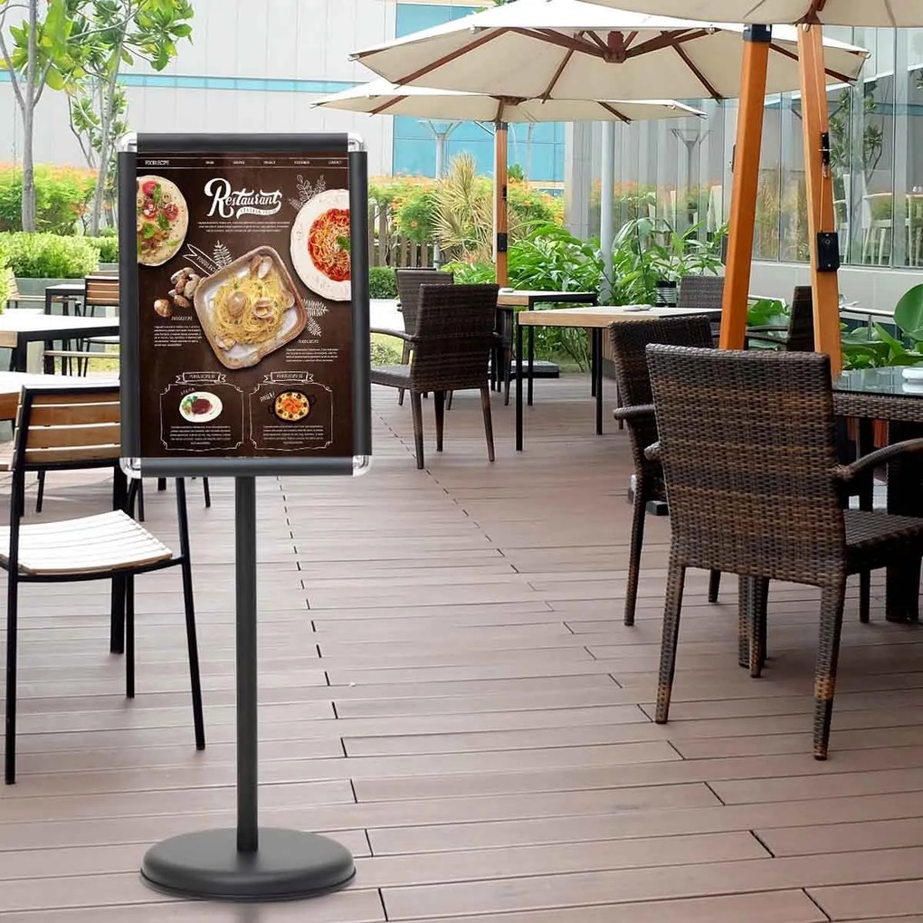 Suporte de chão A3 Moldura do expositor de chão para publicidade Bar, Restaurante, café 32,7 x 45 x 89,5 x 89,5-134 cm Preto