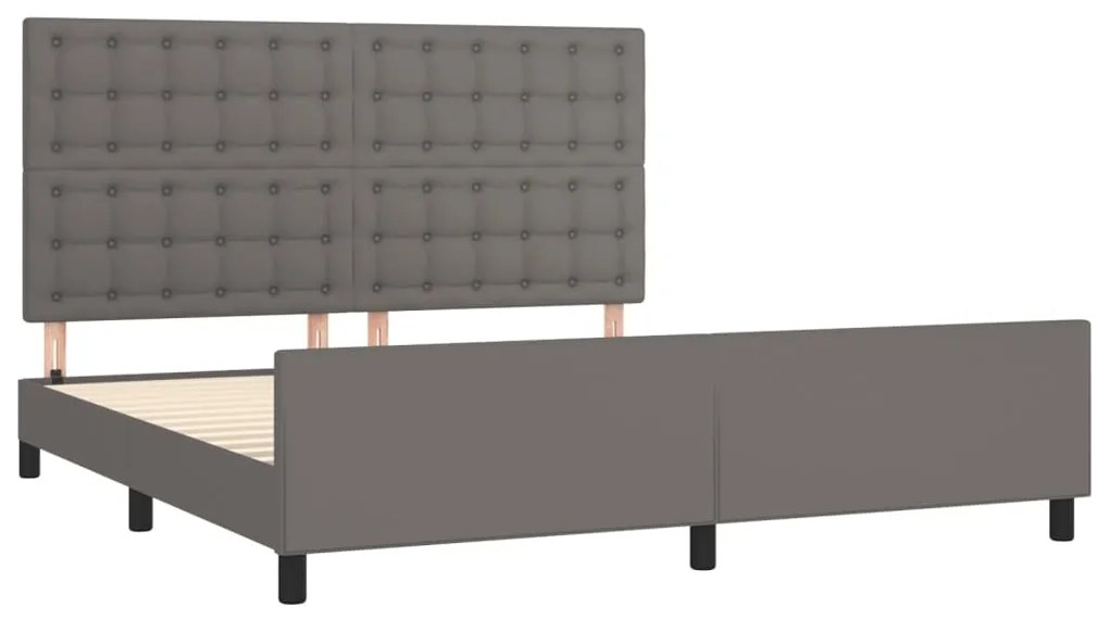 Estrutura cama c/ cabeceira 180x200cm couro artificial cinzento