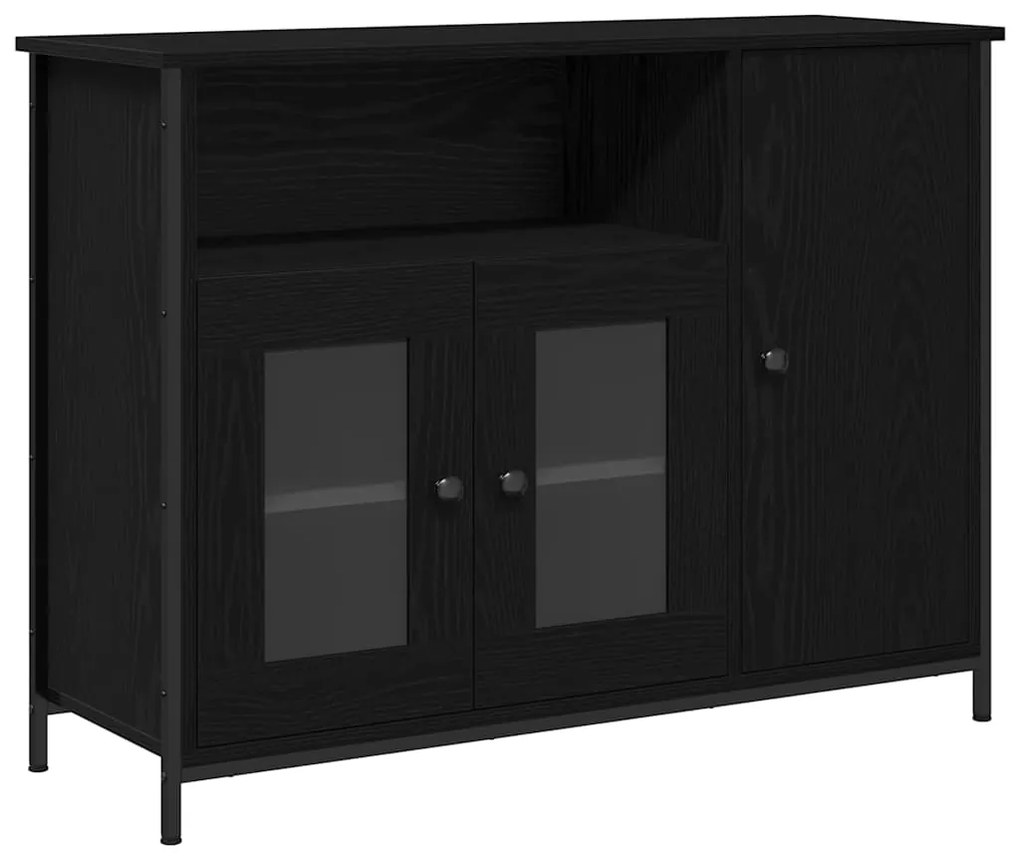 Estante Preto Carvalho 100x35x75 cm Madeira de Engenharia