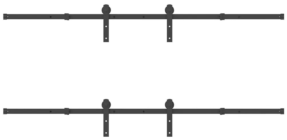 Kit de ferragens para porta deslizante 427 cm aço preto