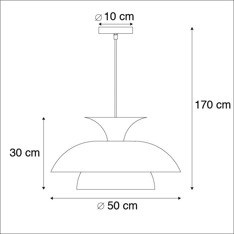 Candeeiro de suspensão redondo moderno preto com ouro de 3 camadas - Titus Moderno