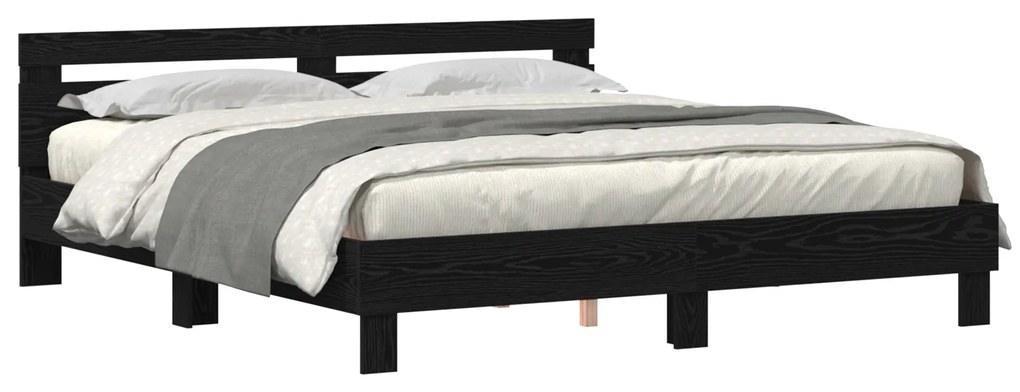 Estrado de Cama de Madeira Carvalho preto Madeira sólida
