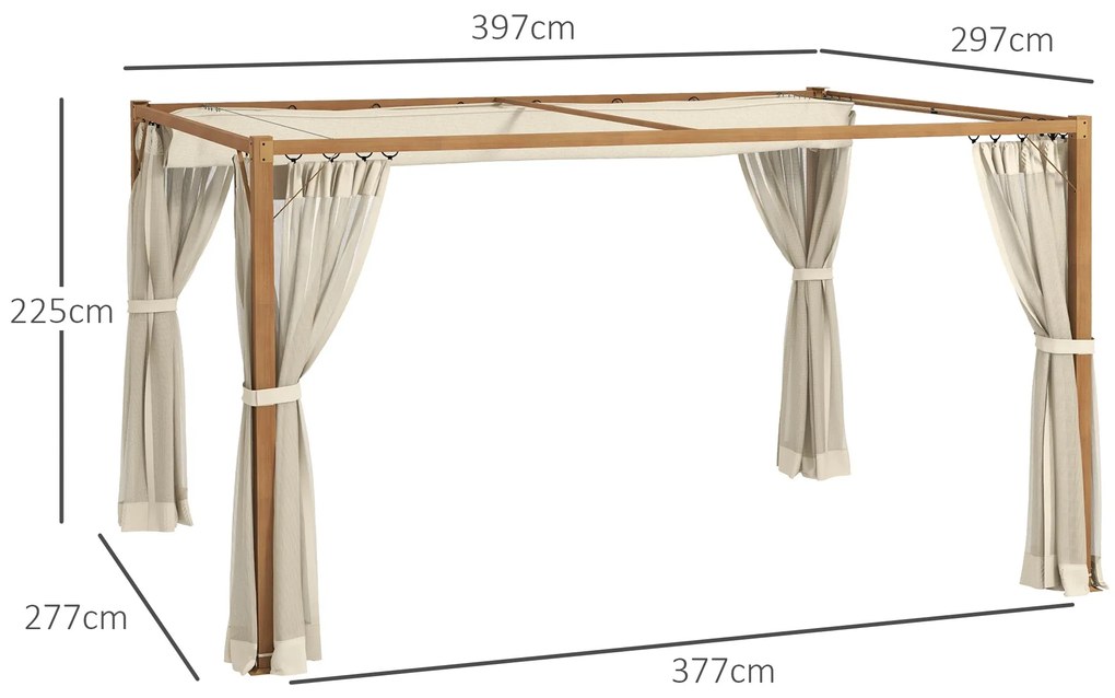 Pérgola de Jardim 4x3 m Pérgola para Exterior com Teto Retrátil Mosqui