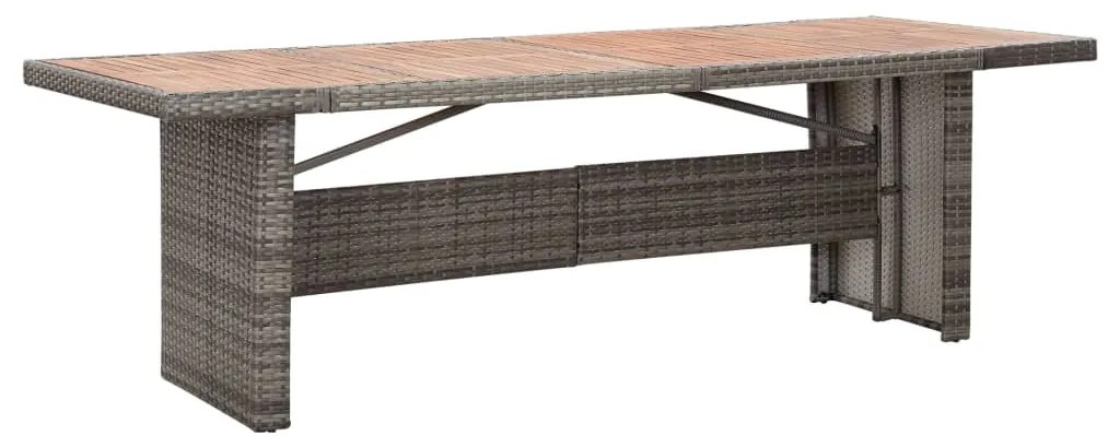 310070 vidaXL Mesa de jardim 240x90x74 cm vime PE e madeira acácia maciça
