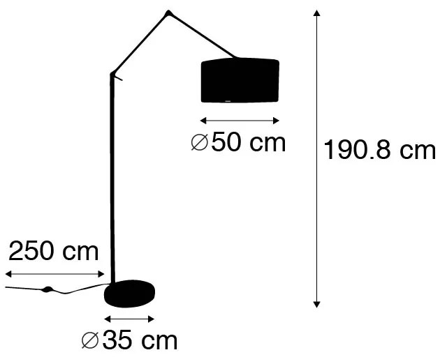 Candeeiro de pé moderno preto com cúpula laranja 50 cm - Editor Moderno