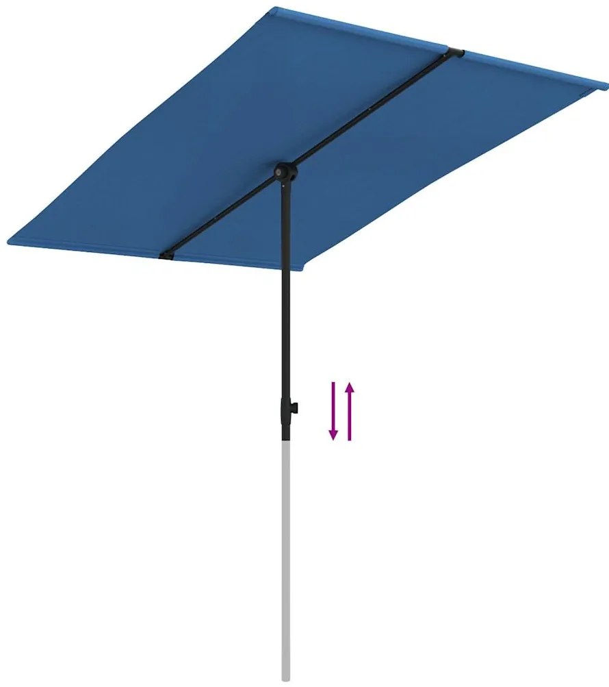 Guarda-sol de jardim c/ poste de alumínio 2x1,5 m azul-ciano