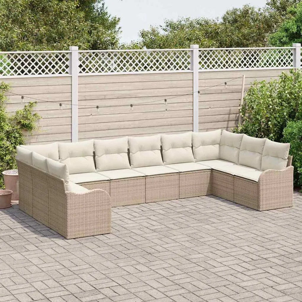 Conjunto de Sofá de Jardim de 10 Peças com Almofadas em Rattan Sintéti