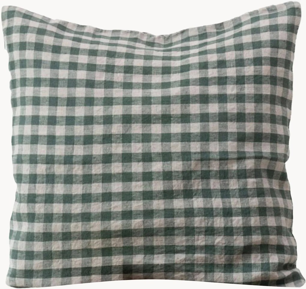 Capa de almofada em linho Forest Green Gingham