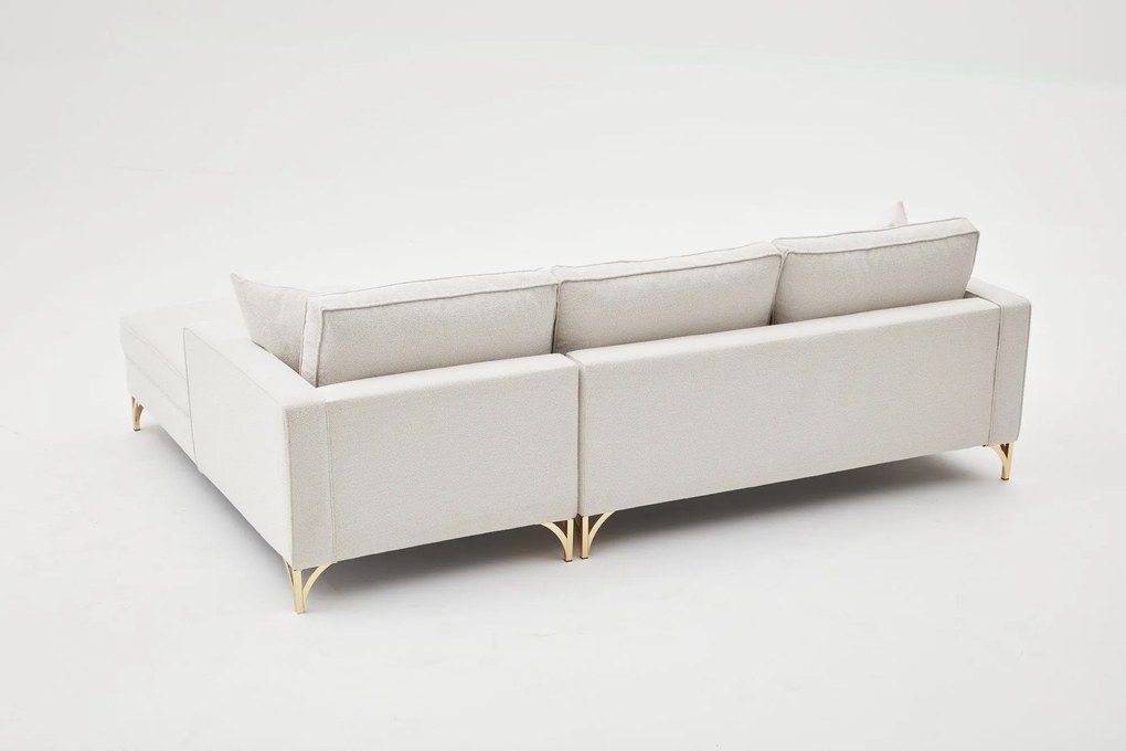 Sofá de Canto Berlin – Creme Dourado – 258x83x181 cm
