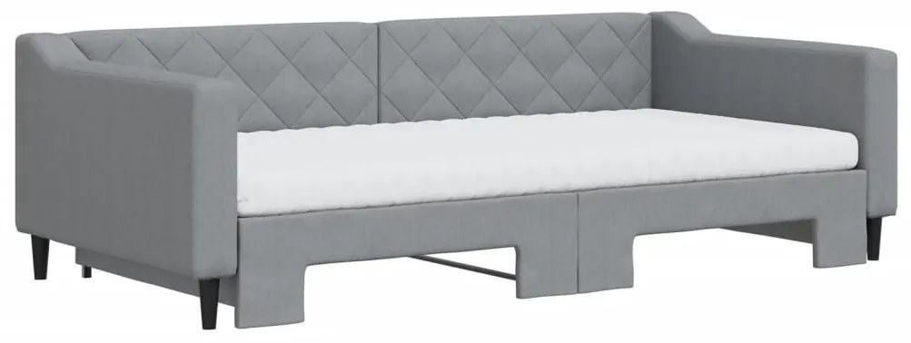 Sofá-cama c/ gavetão e colchões 100x200cm tecido cinzento-claro