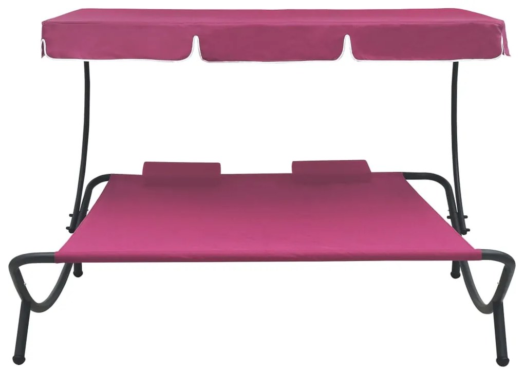 Espreguiçadeira com toldo e almofadas rosa