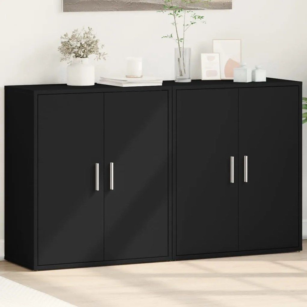 Aparadores 2 pcs 60x31x70 cm derivados de madeira preto