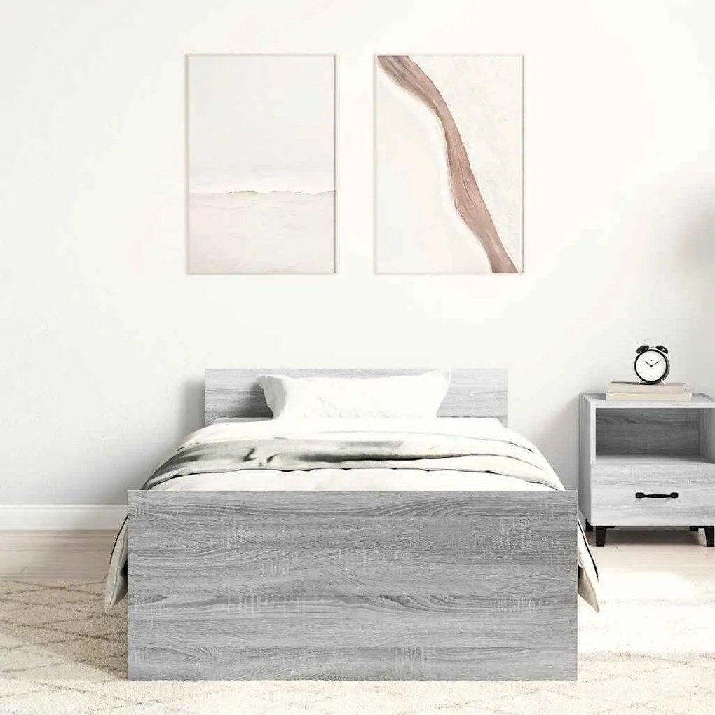 Estrutura cama 90x200 cm derivados de madeira cinzento sonoma