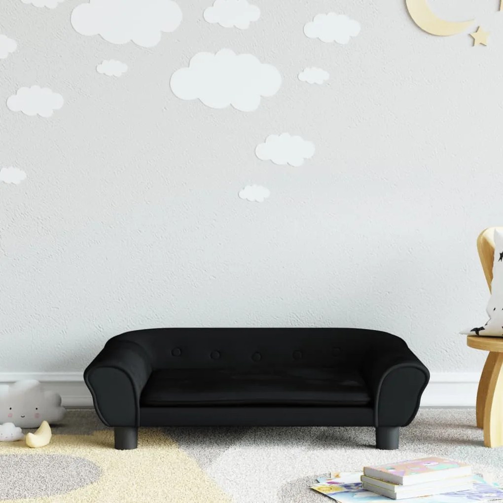 vidaXL Sofá infantil 70x45x26 cm veludo preto