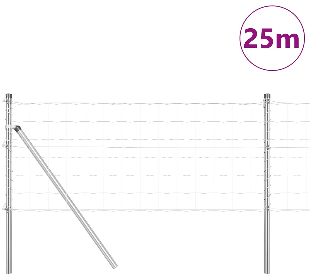 Cerca Euro com 13 Postes 0.8x25 m Aço Galvanizado