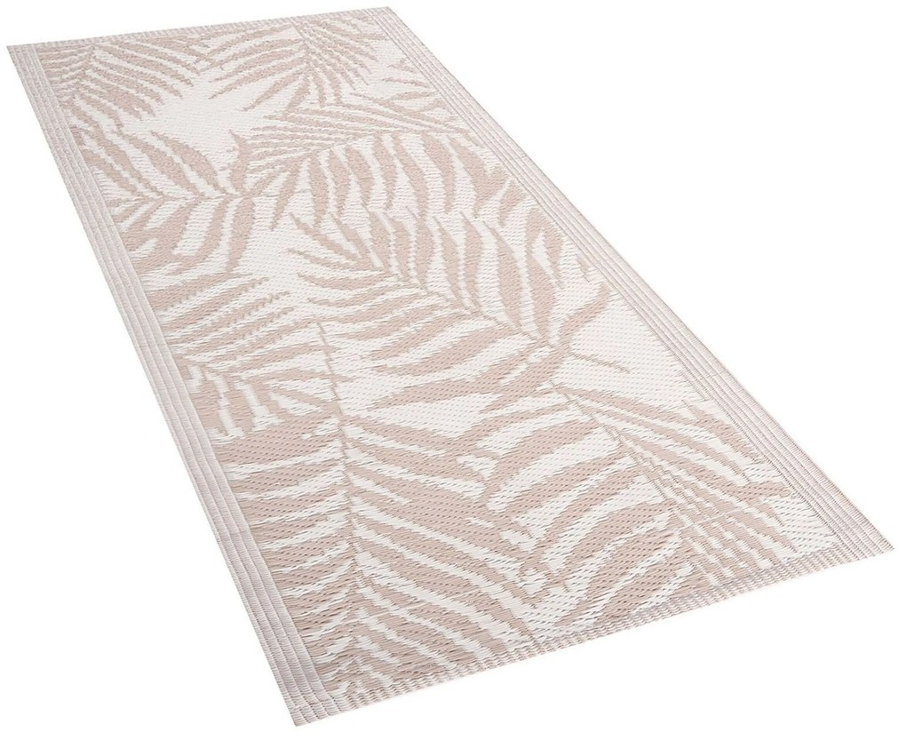 Tapete de exterior com padrão de folhas de palmeira creme 60 x 105 cm KOTA Beliani