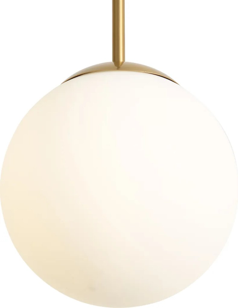 Candeeiro Pendente Art Deco Dourado com Vidro Opalino IP44 - Flore