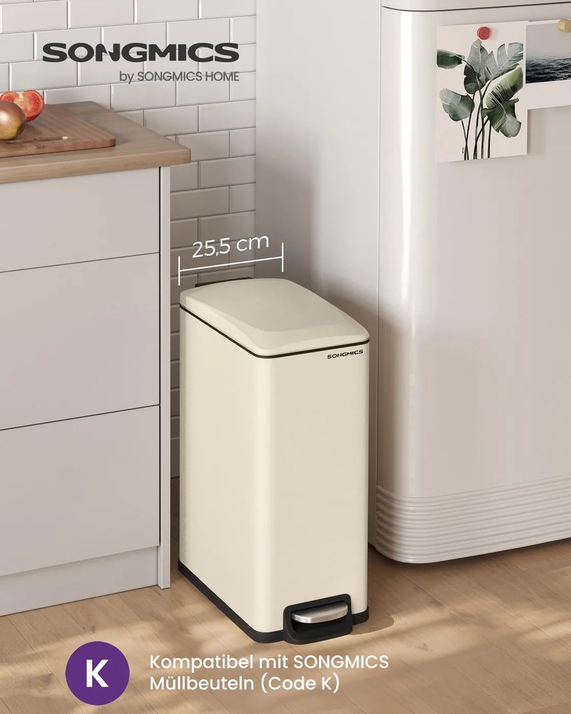 Caixote do lixo de cozinha com tampa 51,6 x 25,5 x 64,8 cm, bege areia