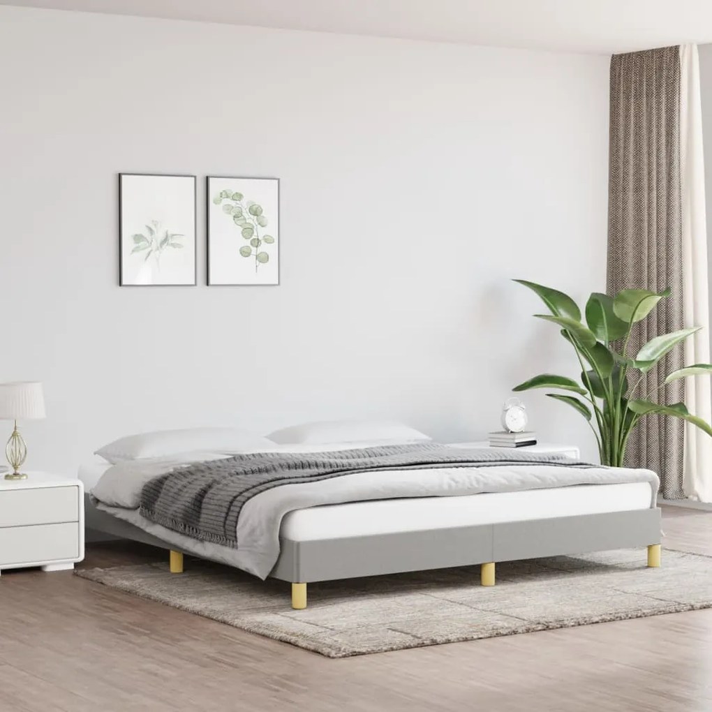 346834 vidaXL Estrutura de cama 180x200 cm tecido cinza-claro