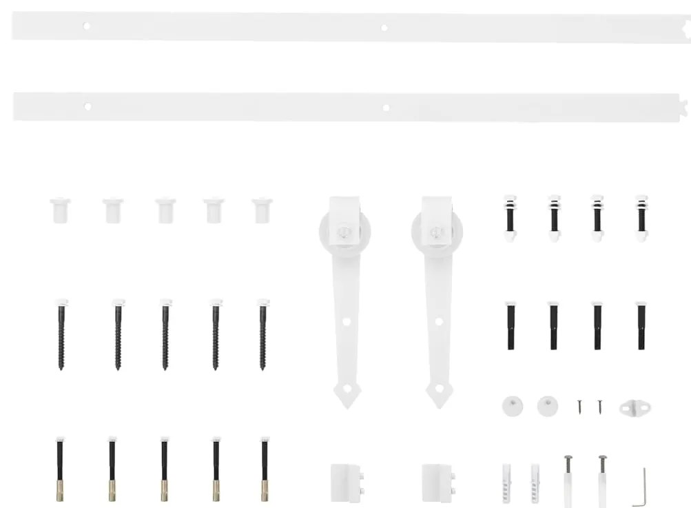 Kit de ferragens para porta deslizante 183 cm aço branco