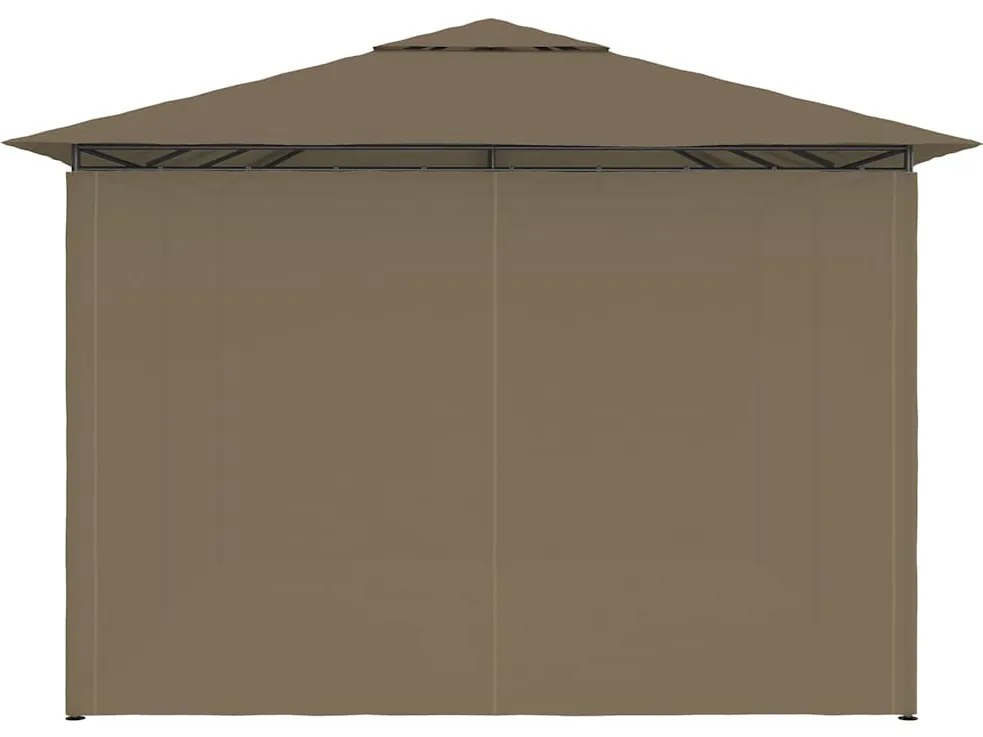 Tenda de jardim com cortinas 4x3m 180 g/m² cinzento-acastanhado