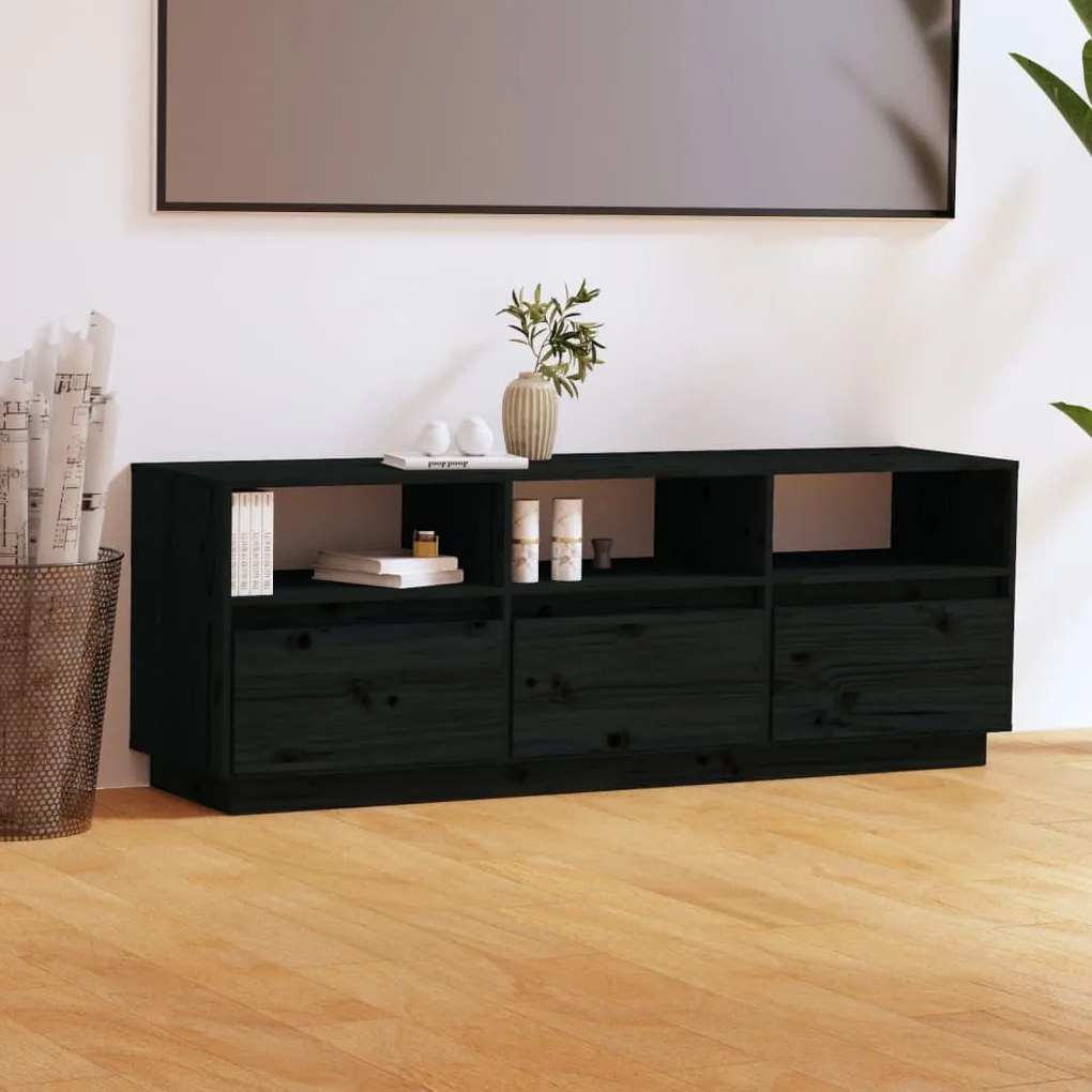 vidaXL Móvel de TV 140x37x50 cm madeira de pinho maciça preto