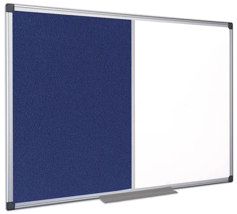 Quadro Combinado 120x240cm Feltro Azul / Branco Magnético Moldura Alumínio Maya