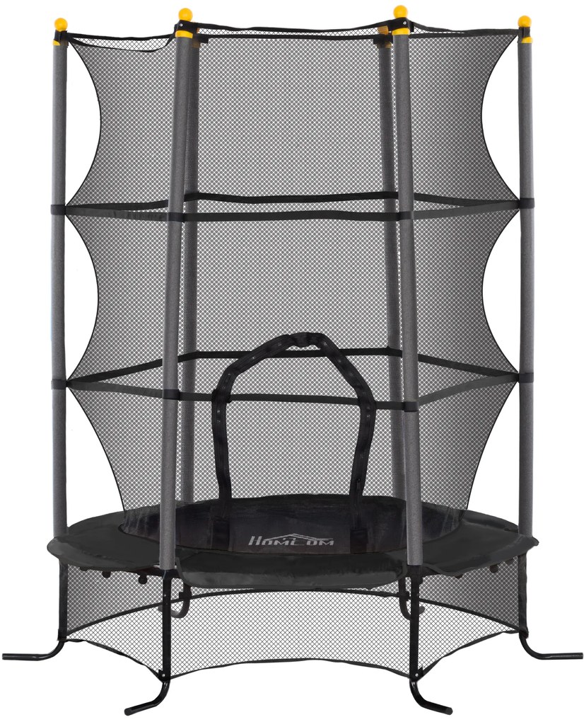 HOMCOM Trampolim para Crianças com Rede de Segurança e Estrutura de Aço para Interiores e Exteriores Carga 50 kg Ø163x190 cm Preto