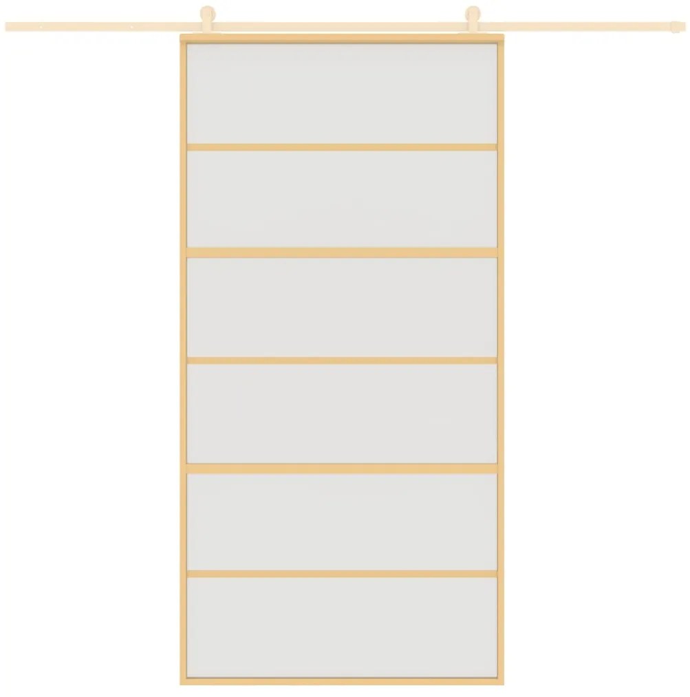 Porta deslizante 102,5x205 cm vidro ESG fosco/alumínio dourado