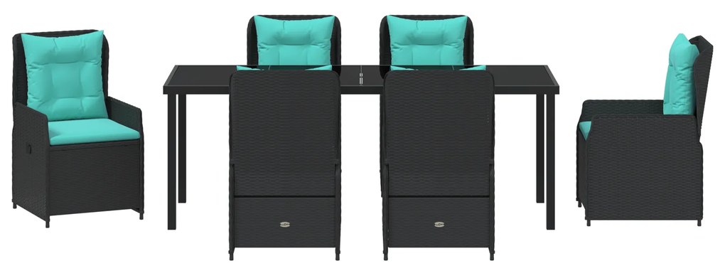Conjunto de Jantar de Jardim de 7 Peças Preto Vime PE